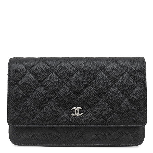 チェーンウォレット ブラック×シルバー シャネル CHANEL チェーンウォレット マトラッセ チェーンウォレット