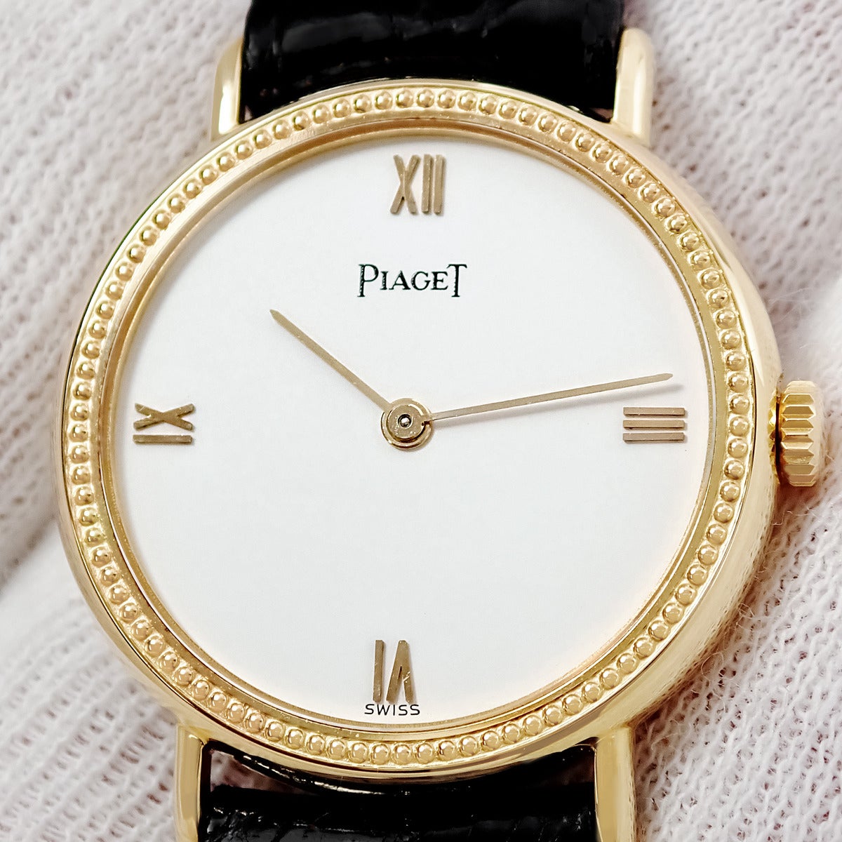 ピアジェ PIAGET ラウンド 97119 OH済 K18YG無垢 ホワイト ローマン