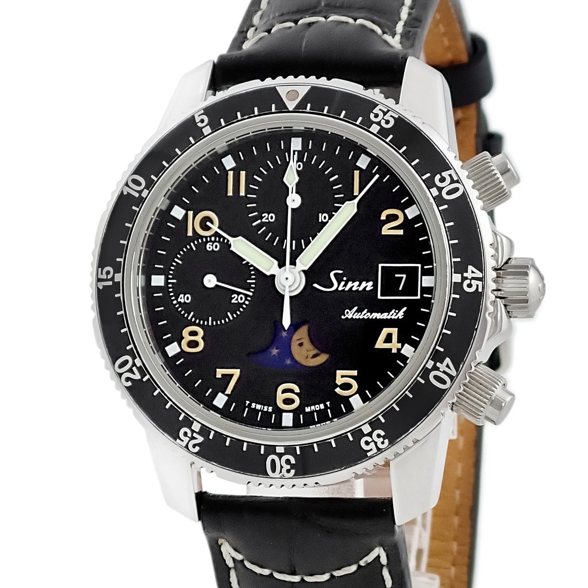 ジン SINN レプリカ クロノグラフ 155 パイロット 回転ベゼル 黒