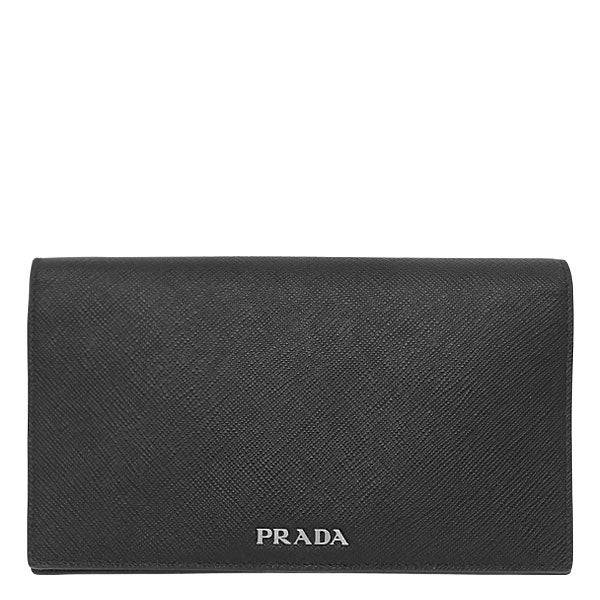 プラダ サフィアーノ メタルバー 長財布 黒 プラダ PRADA 長財布 サフィアーノ スマホケース レザー NERO シルバー