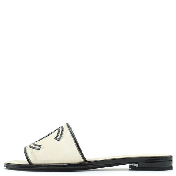 シャネル サンダル ココマーク メッシュ レザー ベージュ ＃36