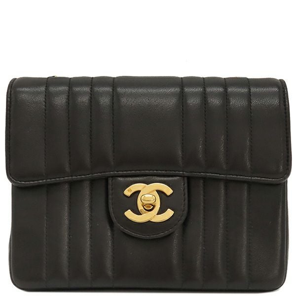 シャネル ショルダーバッグ 巾着ショルダーバッグ ラムスキン ブラック