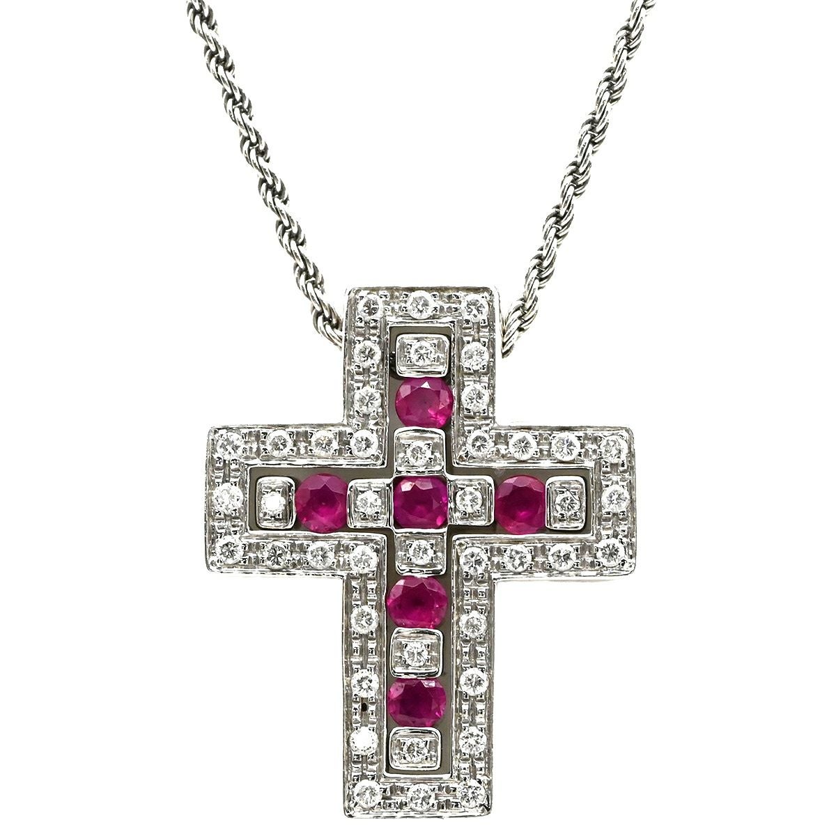 【新品】ダミアーニ似クロスペンダントネックレス シルバー×ピンク ダミアーニ ネックレス アクセサリー メンズ レディース ベル エポック