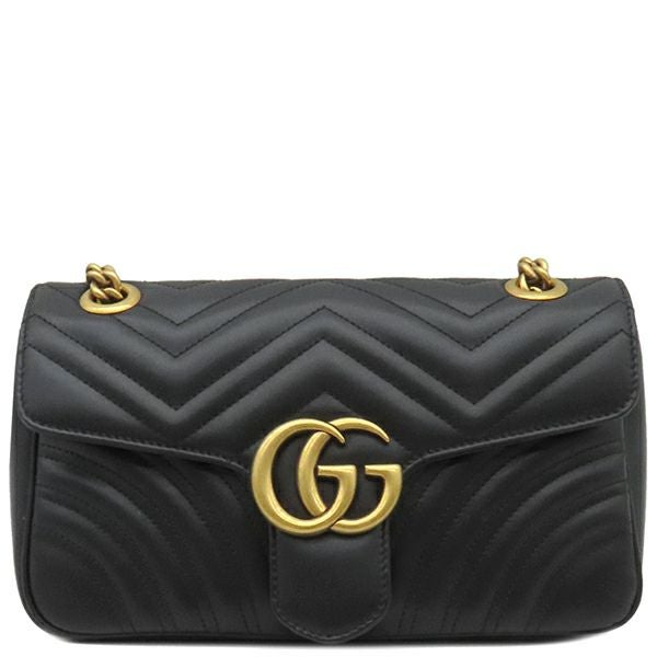 グッチ GUCCI ショルダーバッグ GGマーモント キルティング レザー ブラック ゴールド金具 ダブルG 523369【中古】 グッチ GUCCI ショルダーバッグ GGマーモント キルティング レザー