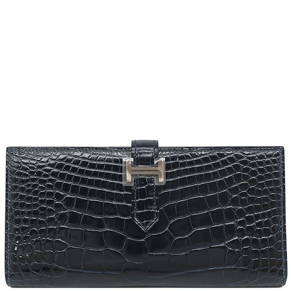 【新品未使用】FELISI 二つ折り財布 クロコレザー タグ付き 定価6万 フェリージ 二つ折り財布 財布 メンズ レディース クロコ型押し モロ
