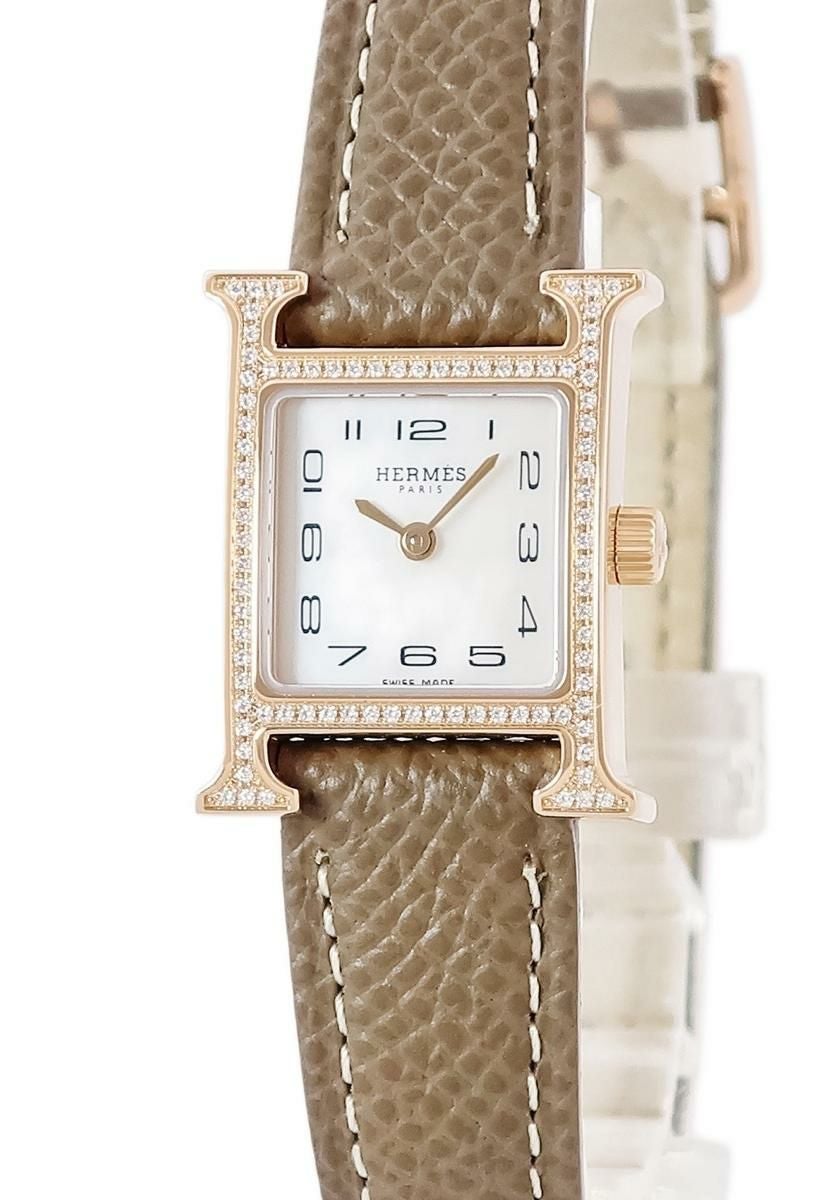 エルメス Hウォッチ TPM HH1.174 K18PG無垢 純正ダイヤ アマゾナイト H型 クオーツ レディース 腕時計 HERMES（エルメス） 【3年保証】 Hウォッチ TPM HH1.174 K18PG無垢