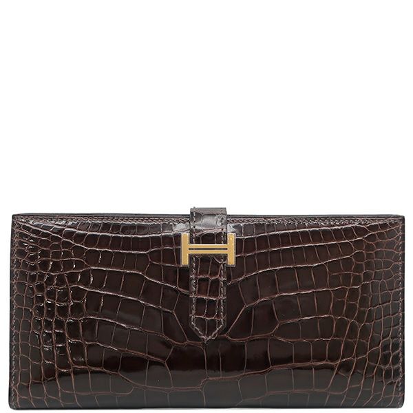 エルメス 長財布 ベアンスフレ アリゲーターマット グレー未使用 二