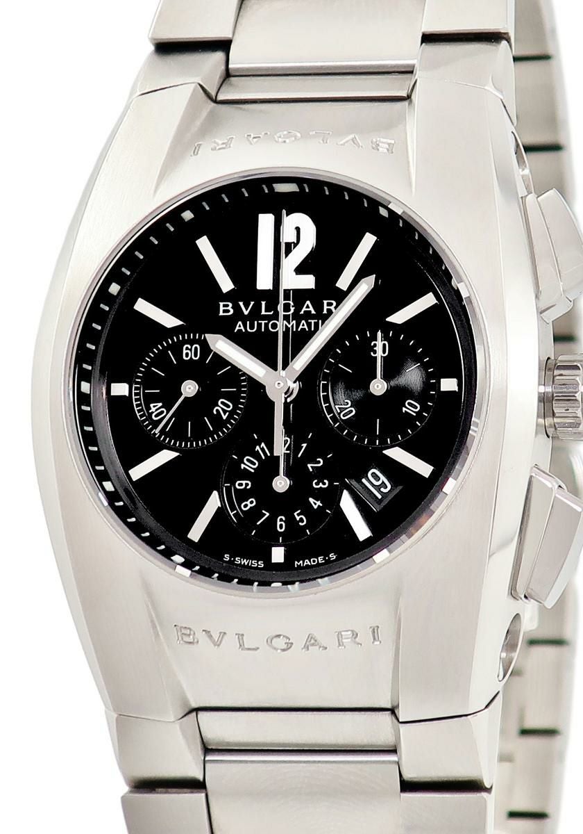 BVLGARI (ブルガリ)腕時計 シルバー/ブラック ブルガリ ブルガリ・ブルガリ クロノグラフ アリゲーターレザー メンズ