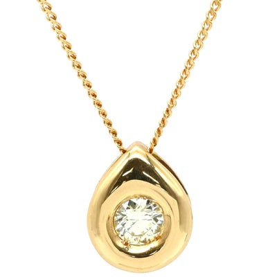 ネックレス ダイヤモンド 0.22ct ペンダント イエローゴールド 750 18K 