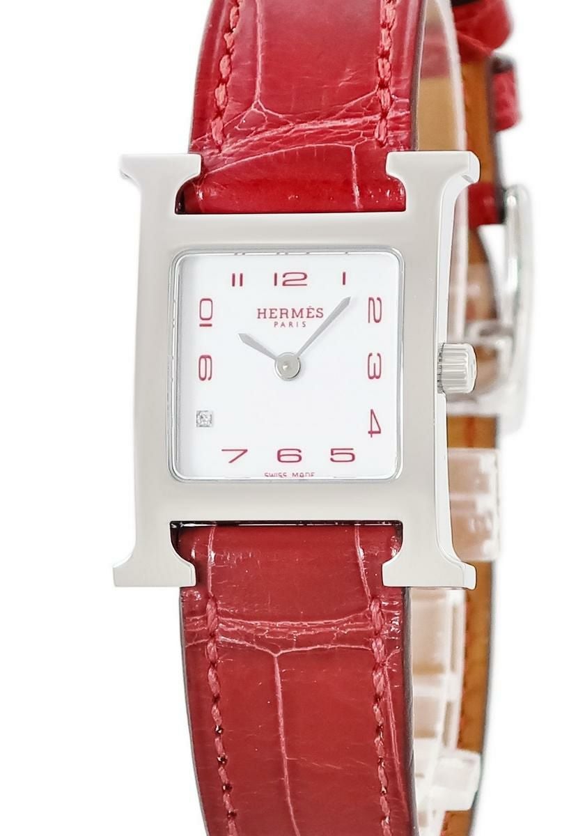 エルメス HERMES Hウォッチ PM HH1.210a H型 ホワイト アラビア