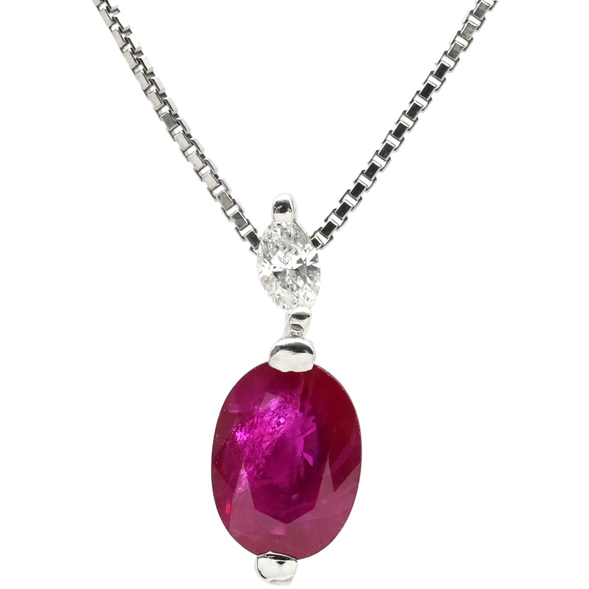 ネックレス ルビー 1.00ct ダイヤモンド ペンダント プラチナシルバー