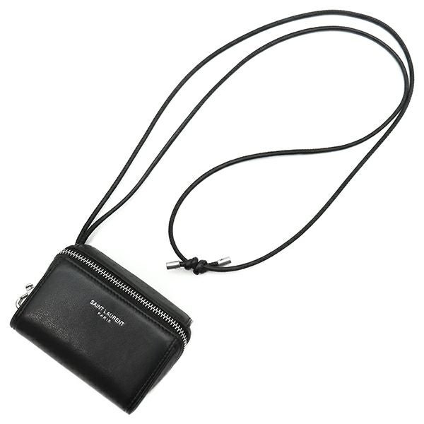 サンローラン SAINT LAURENT ショルダーバッグ フォン フォルダー カーフ ブラック ゴールド金具 モノグラム カサンドラ 黒 肩掛け 635095 【箱】【中古】 SAINT LAURENT - 未使用 展示品 サンローラン SAINT LAURENT