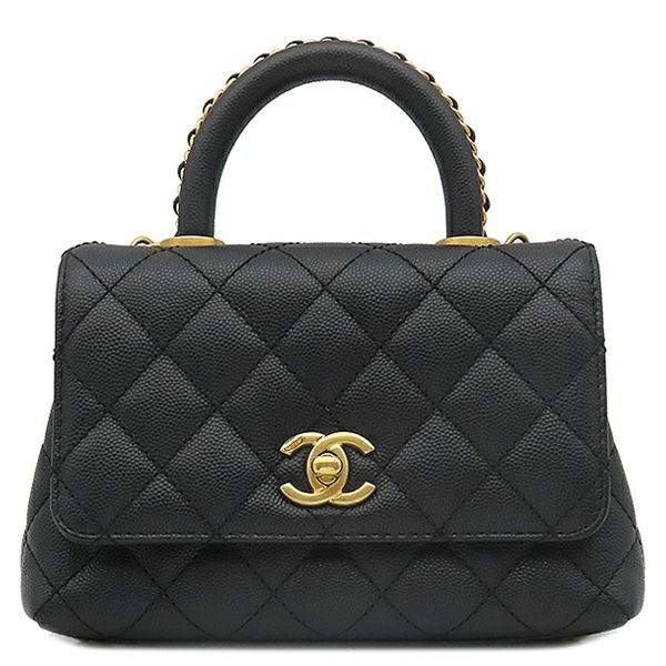 高級 保存袋付き CHANEL シャネル ココマーク ターンロック ストライプ 