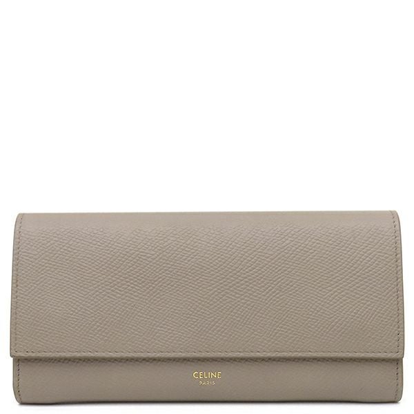 セリーヌ CELINE 二つ折り財布 ラージフラップ ウォレット カーフ Pebble ゴールド金具 グレージュ 10B563BEL 【箱】【中古】 セリーヌ CELINE 二つ折り財布 ラージフラップ ウォレット カーフ