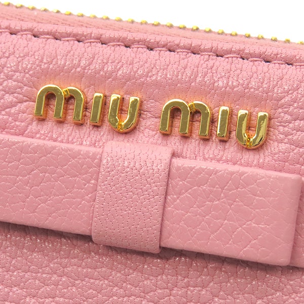 ミュウミュウ MIU MIU 長財布 リボン付き ラウンドファスナー