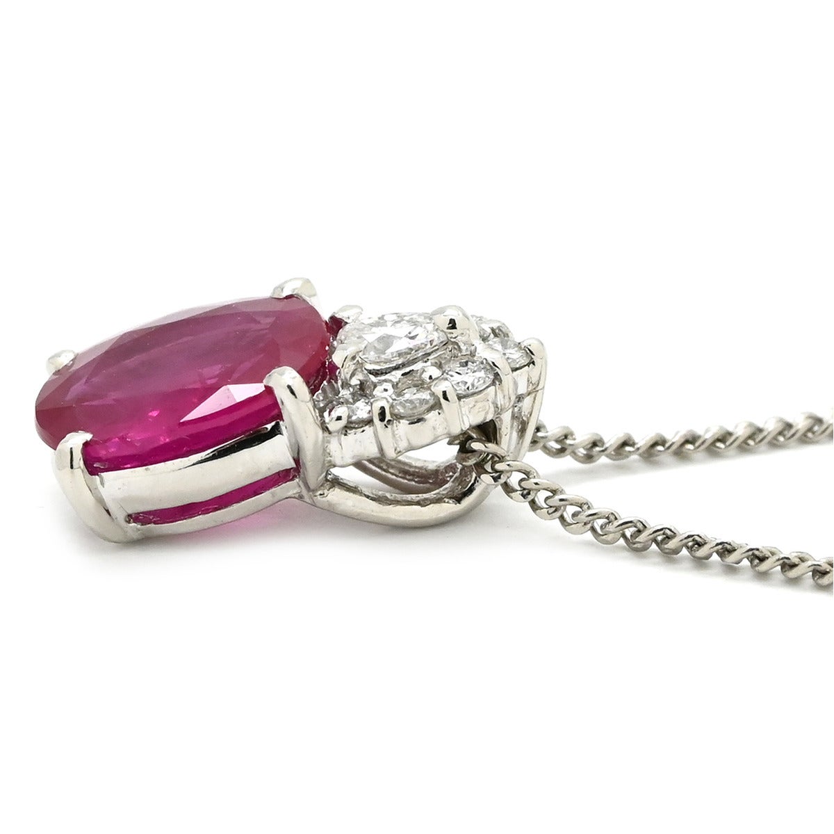 ネックレス ルビー 1.32ct ダイヤモンド ペンダント プラチナシルバー