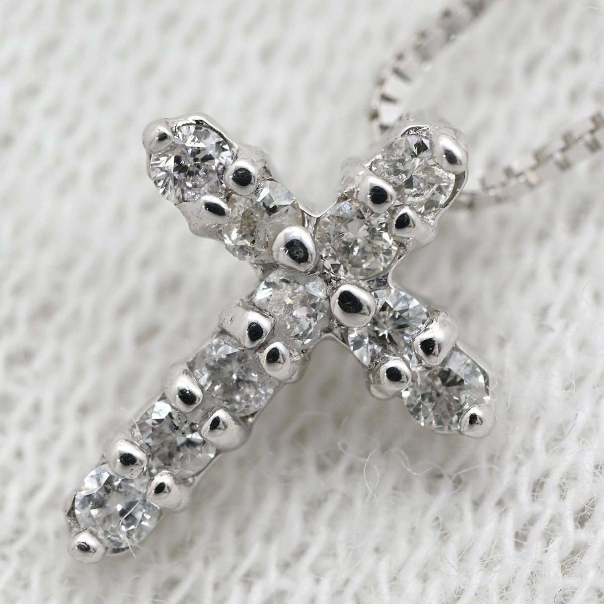 ネックレス ダイヤ クロス ペンダント ホワイトゴールド 0.1ct 10P 10