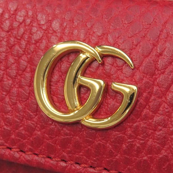 グッチ GGマーモント ミニ 折り財布　ゴールド金具 赤 レッド 523277 GUCCI グッチ GGマーモント レザー 三つ折財布 レッド ゴールド金具