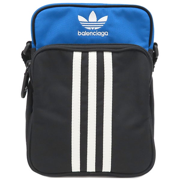 バレンシアガ BALENCIAGA ショルダーバッグ アディダス コラボ ショルダーバッグ ナイロン ブラック×ブルー ブラック金具 黒 青 725437 【保存袋】【中古】 バレンシアガ BALENCIAGA ショルダーバッグ アディダス コラボ