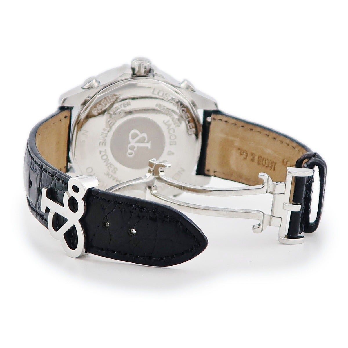 ジェイコブ JACOB&CO 5タイムゾーン 40mm スカル 純正ダイヤ ホワイト
