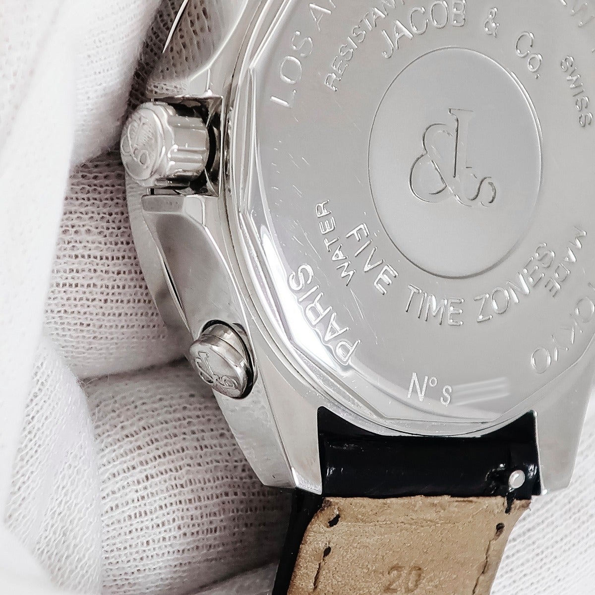 ジェイコブ JACOB&CO 5タイムゾーン 40mm スカル 純正ダイヤ ホワイト