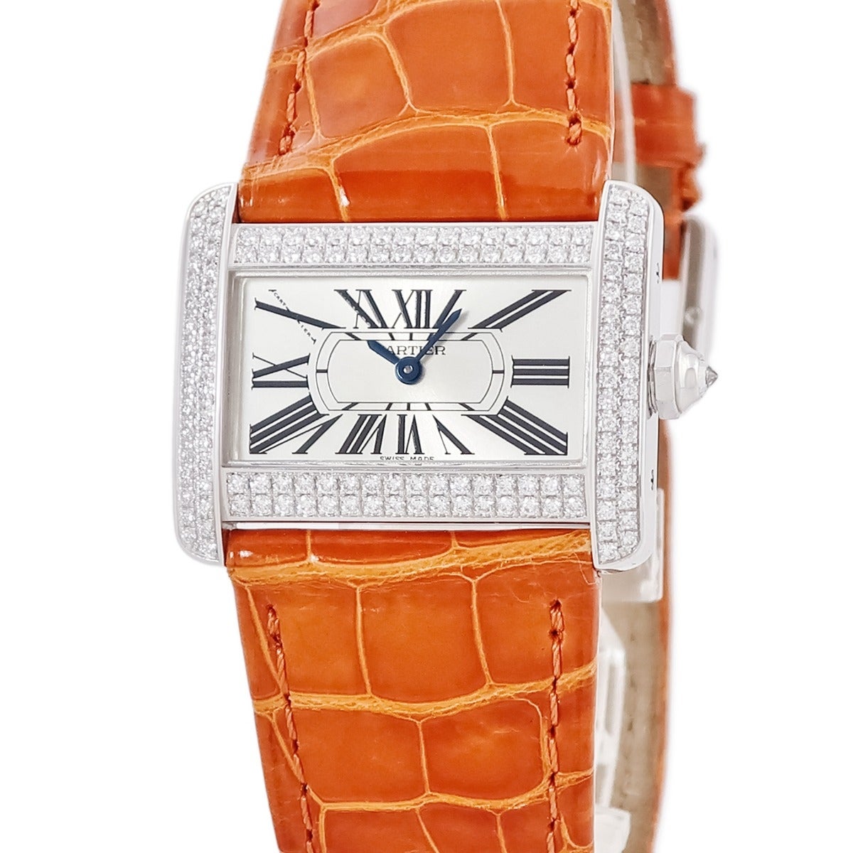 CARTIER カルティエ WA301236 ミニタンク ディヴァン ベゼル ダイヤモンド 腕時計 K18WG アリゲーター レディース [中古] Cartier（カルティエ） WA301236 ミニタンク ディヴァン ベゼル