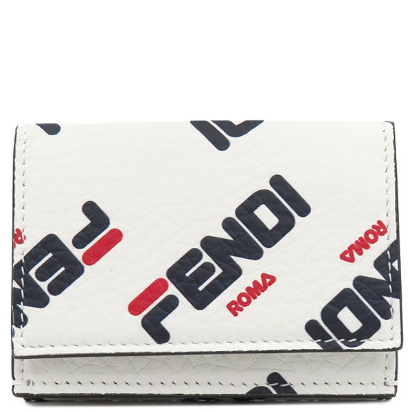 フェンディ FENDI 三つ折り財布 フェンディローマ コンパクトウォレット レザー ホワイト ゴールド金具 ミニ財布 BM0395 【箱】【中古】 フェンディ FENDI 三つ折り財布 フェンディローマ コンパクト
