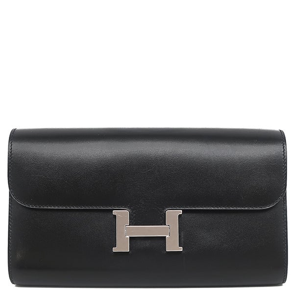 エルメス HERMES 長財布 コンスタンス トゥーゴー ボックスカーフ ブラック シルバー金具 黒 ショルダー U刻印【中古】 エルメス HERMES 長財布 コンスタンス トゥーゴー ボックスカーフ