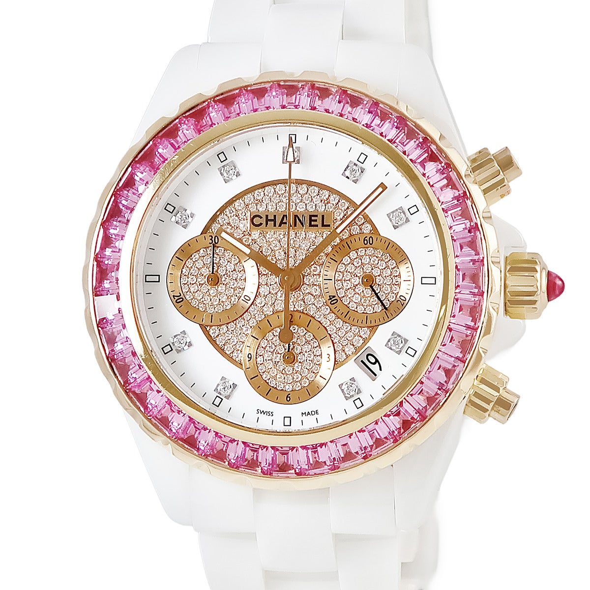 決済SALE CHANEL J12 自動巻き クロノグラフ　メンズ腕時計　極美品 シャネル CHANEL J12 クロノグラフ H2161 K18PG×白セラミック コンビ