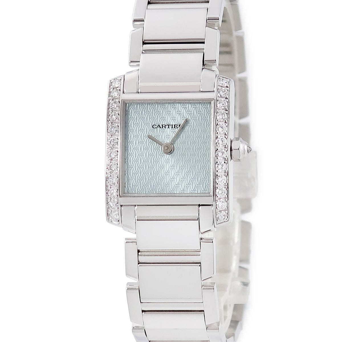 中古 カルティエ CARTIER WE1019S3 ライトブルー レディース 腕時計 中古)CARTIER カルティエ タンク フランセーズ SM ライトブルー