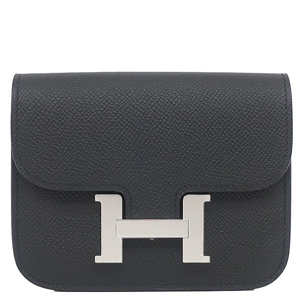 エルメス HERMES 二つ折り財布 コンスタンス スリム ウォレット ヴォーエプソン ブラック シルバー金具 黒 2025年製 K 【保存袋】【中古】 エルメス HERMES 二つ折り財布 コンスタンス スリム ウォレット ヴォー