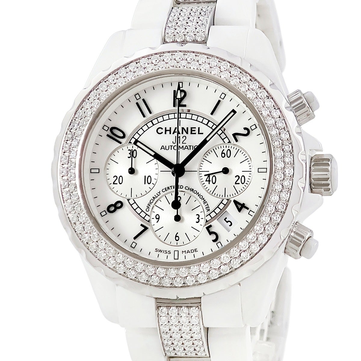 シャネル CHANEL J12 クロノグラフ 41mm H1707 純正ダイヤ ホワイト