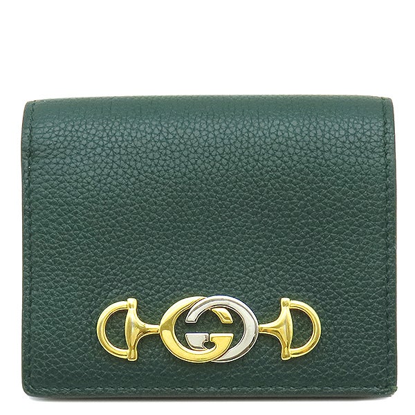 グッチ GUCCI 二つ折り財布 チェーンウォレット ズゥミ レザー/メタル ダークグリーン/ゴールド/シルバー レディース 570660 送料無料【中古】 e60739a GUCCI - グッチ GUCCI 二つ折り財布 チェーンウォレット ズゥミ レザー
