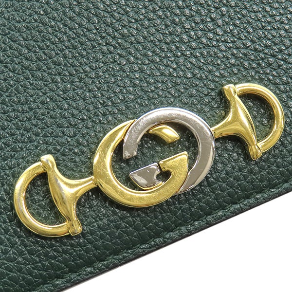 グッチ GUCCI 二つ折り財布 ズゥミ ミニ チェーンウォレット レザー