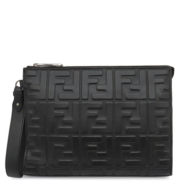 フェンディ FENDI クラッチバッグ ズッカ エンボス レザー ブラック
