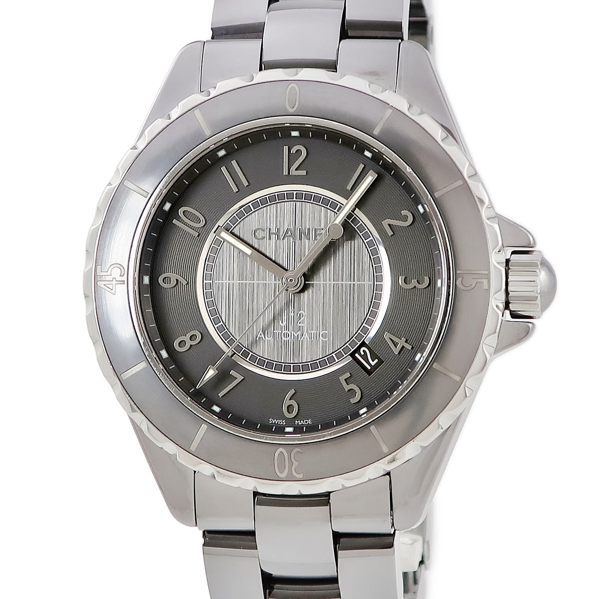 シャネル CHANEL J12 H2122 純正ダイヤ パヴェ 黒 ラウンド 回転ベゼル
