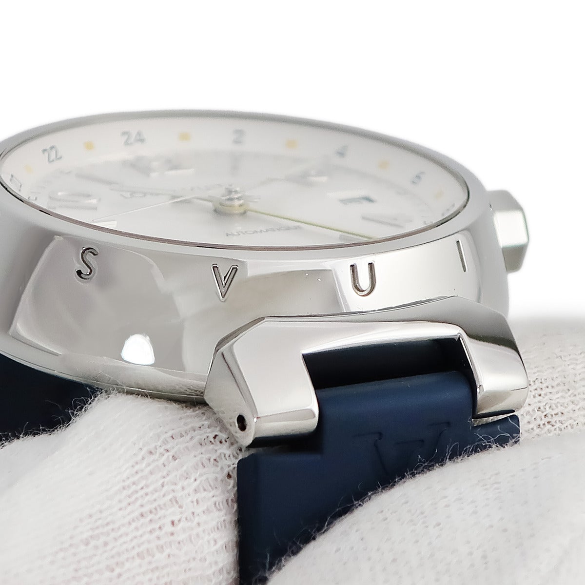 ルイヴィトン LOUIS VUITTON タンブール GMT Q113M シルバー デイト