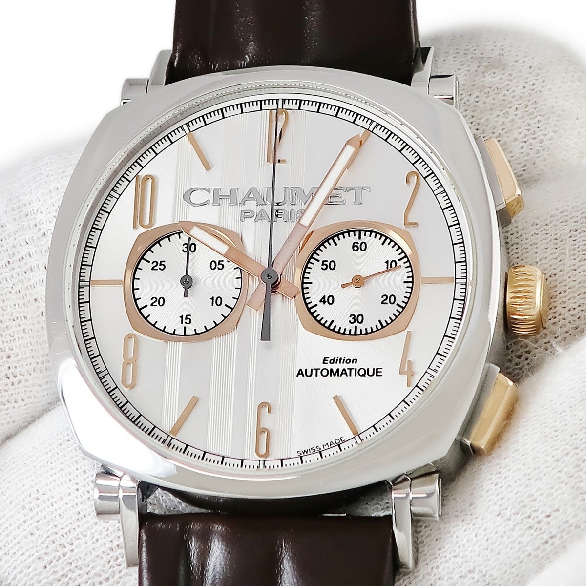 ショーメ CHAUMET ダンディ XL クロノグラフ W11790-30V K18PG×SS
