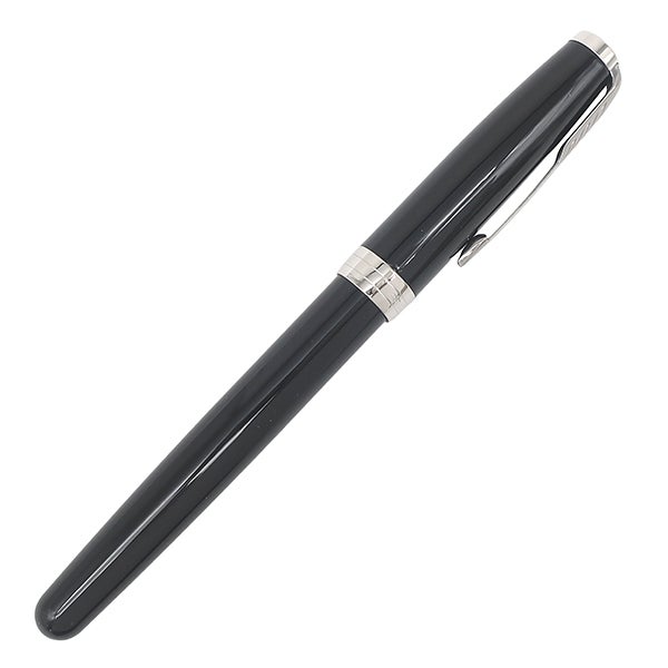 パーカー PARKER 万年筆 ソネット ラックブラックGT ステンレススチール ラッカー K18WG(ペン先) ブラック×シルバー シルバー金具 F(細字) カートリッジ コンバーター両用式 1950788【中古】 パーカー PARKER 万年筆 ソネット ラックブラックGT ステンレス