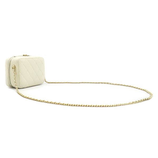 シャネル CHANEL ショルダーバッグ ジップ アラウンド バニティ ラムスキン ホワイト ゴールド金具 ココマーク プレート アイボリー 31******【中古】 シャネル CHANEL ショルダーバッグ ジップ アラウンド バニティ