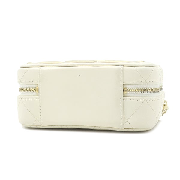 シャネル CHANEL ショルダーバッグ ジップ アラウンド バニティ ラムスキン ホワイト ゴールド金具 ココマーク プレート アイボリー 31******【中古】 シャネル CHANEL ショルダーバッグ ジップ アラウンド バニティ