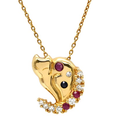タサキ TASAKI ネックレス ダイヤ キャット ペンダント イエロー 