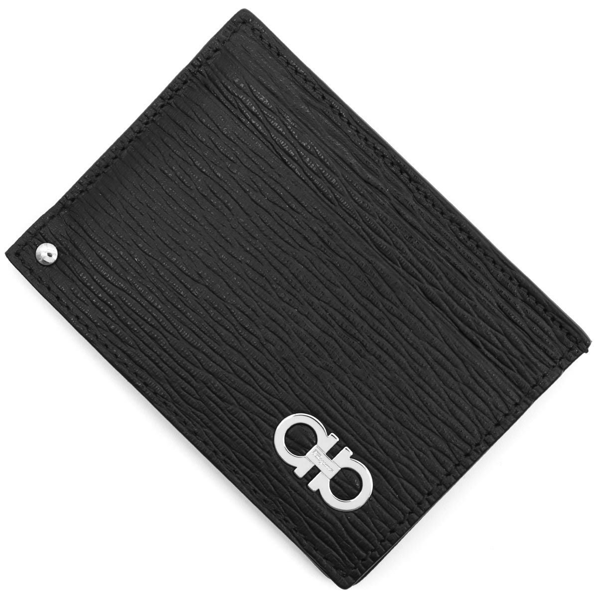 フェラガモ カードケース メンズ ダブル ガンチーニ ブラック