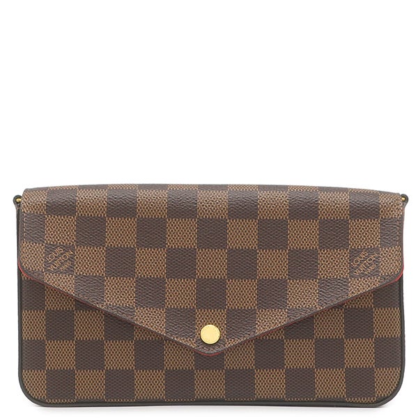 ルイヴィトン LOUIS VUITTON チェーンウォレット ポシェット フェリシー ダミエキャンバス ダミエエベヌ ゴールド金具 茶 赤 ショルダーバッグ N63032 SF4169【中古】 ルイヴィトン LOUIS VUITTON チェーンウォレット ポシェット