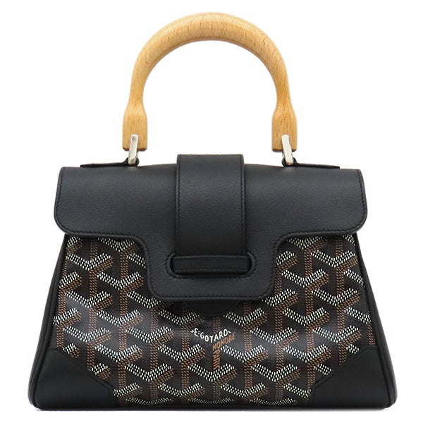 GOYARD ゴヤール サイゴン ミニ 2WAYハンドバッグ  ゴヤールディンキャンバス×シュヴロッシュカーフスキン ショルダーバッグ 01CL03P PVC レザー ブラック ナチュラル  レディース【中古】 GOYARD - GOYARD ゴヤール サイゴン ミニ 2WAYハンドバッグ ゴヤール