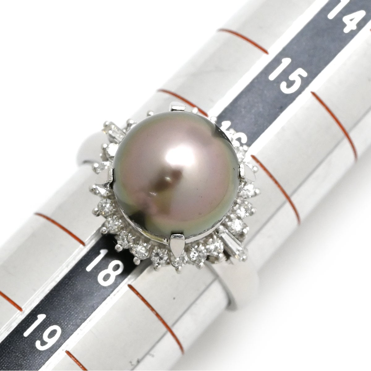 リング 指輪 黒蝶パール 10.8mm ダイヤ 0.41ct プラチナシルバー 1P 1