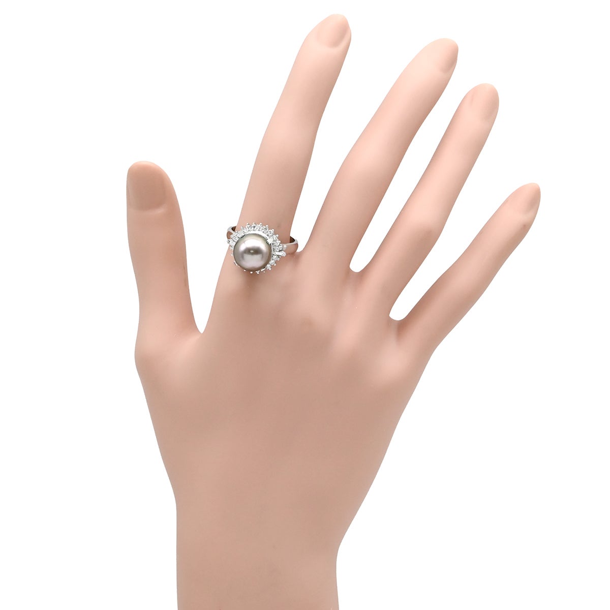 リング 指輪 黒蝶パール 10.8mm ダイヤ 0.41ct プラチナシルバー 1P 1