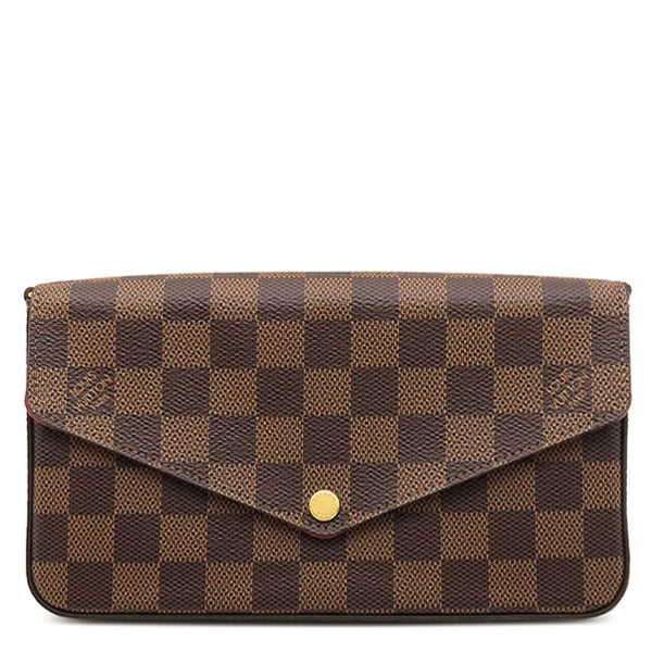 ルイヴィトン LOUIS VUITTON チェーンウォレット ポシェット フェリシー ダミエキャンバス ダミエエベヌ ゴールド金具 チェーンショルダー ポーチ 茶 赤 N40492 SF3149【中古】 ルイヴィトン LOUIS VUITTON チェーンウォレット ポシェット