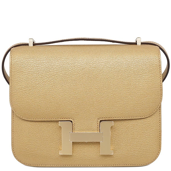 エルメス HERMES ショルダーバッグ コンスタンス3 ミニ ミロワール レザー シェブルシャムキラ ドレ シャンパンゴールド金具 新品 未使用 金 B 【箱】【中古】 エルメス HERMES ショルダーバッグ コンスタンス3 ミニ ミロワール