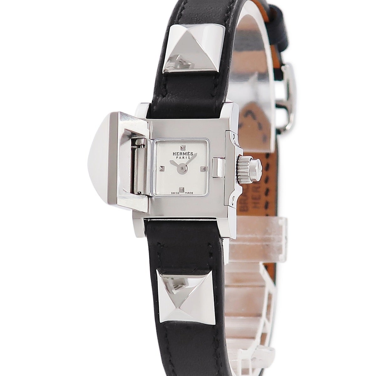 エルメス HERMES ミニ メドール ME2.110 シルバー スクエア スタッズ